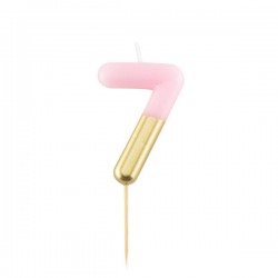 CANDELINA NUMERO 7 ROSA/ORO 10,5cm
