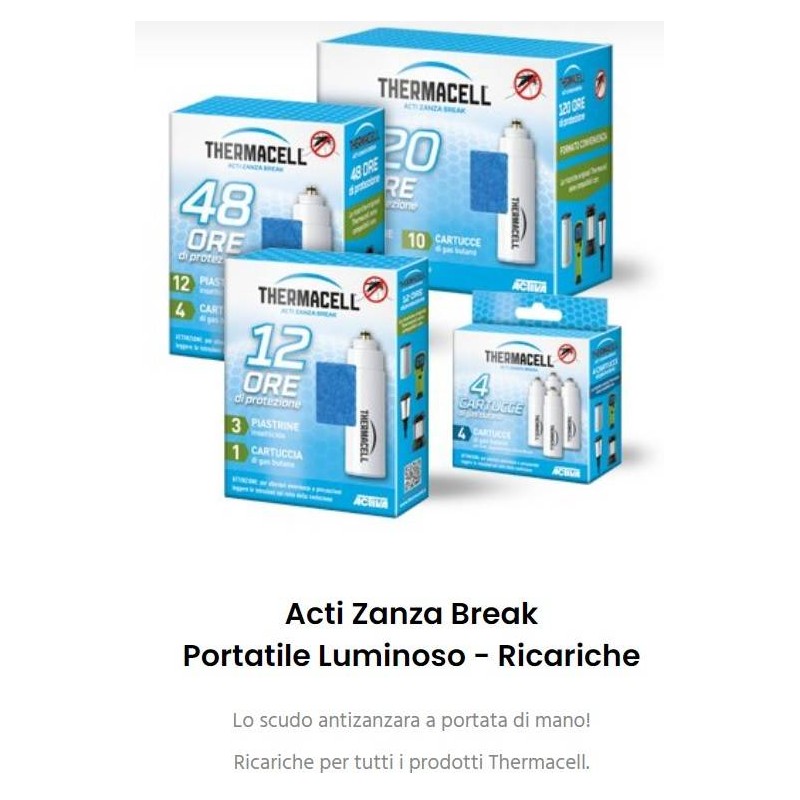 THERMACELL RICARICA 48 ORE DI PROTEZIONE 12 PIASTRINE 4 CARTUCCE
