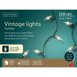 LED VINTAGE 8 FUNZIONI TWINKLE 12mt - LUCE CALDA INTERNO