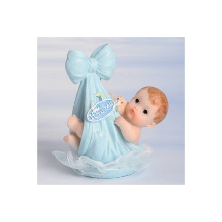 CAKE TOPPER NASCITA BIMBO FAGOTTO CELESTE