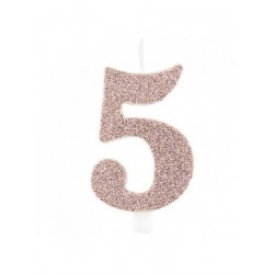 CANDELINA NUMERO 5 GLITTER ROSE GOLD 9,5cm