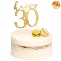 CAKE TOPPER ORO HAPPY 30 13x12cm
