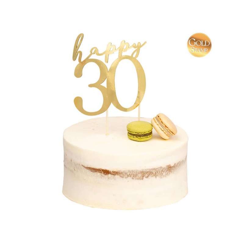 CAKE TOPPER ORO HAPPY 30 13x12cm