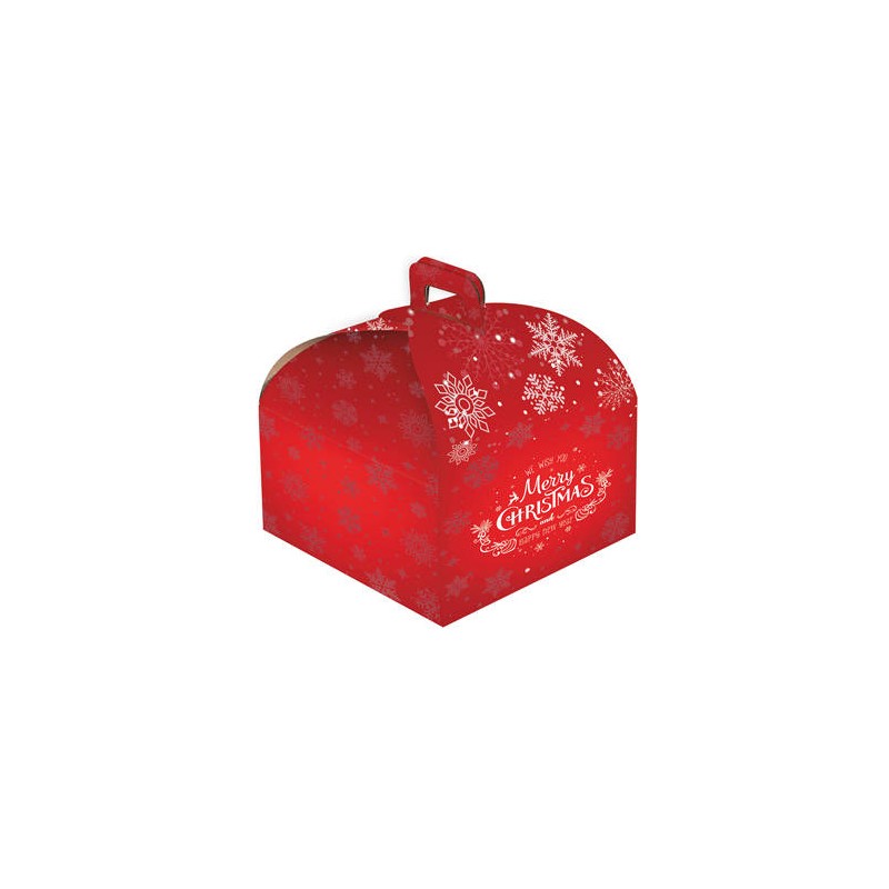 SCATOLA PORTA PANETTONE BASSO 25x25x20cm MERRY CHRISTMAS
