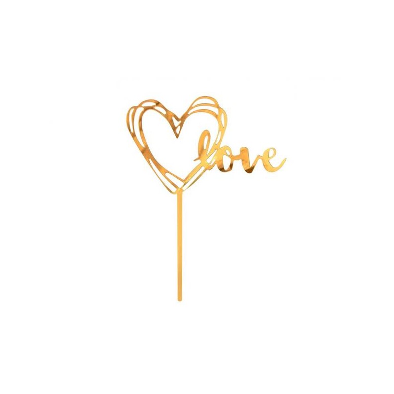 CAKE TOPPER ARCILICO ORO LOVE 13x18cm