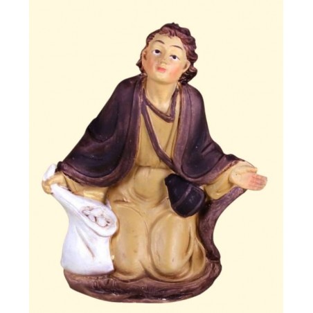 PASTORE SEDUTO CON SACCO PVC 10cm COL.ECO