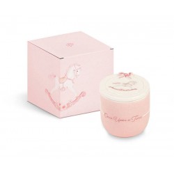 CANDELA CAVALLINO ROSA CON SCATOLA Ø6xH6cm