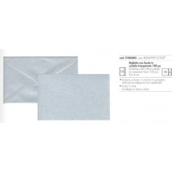 BIGLIETTI + BUSTA 9x14cm PREGIATO ARGENTO 100pz