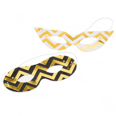 MASCHERINE STAMPA ORO BIANCHE/NERE 6pz