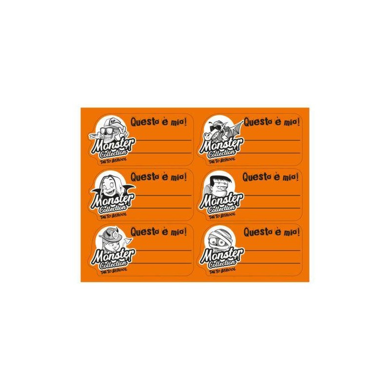 BUSTA ETICHETTE TAG TO SCHOOL 70x37mm ARANCIONE FLUO 36pz