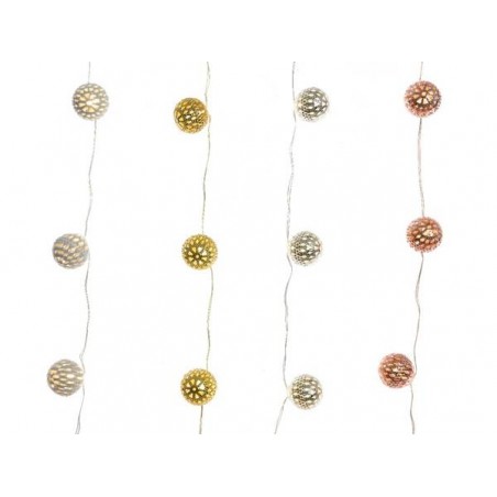 FILO MICRO LED C/PALLINE 110cm 12 LUCI SILVER BIANCO CALDO indoor