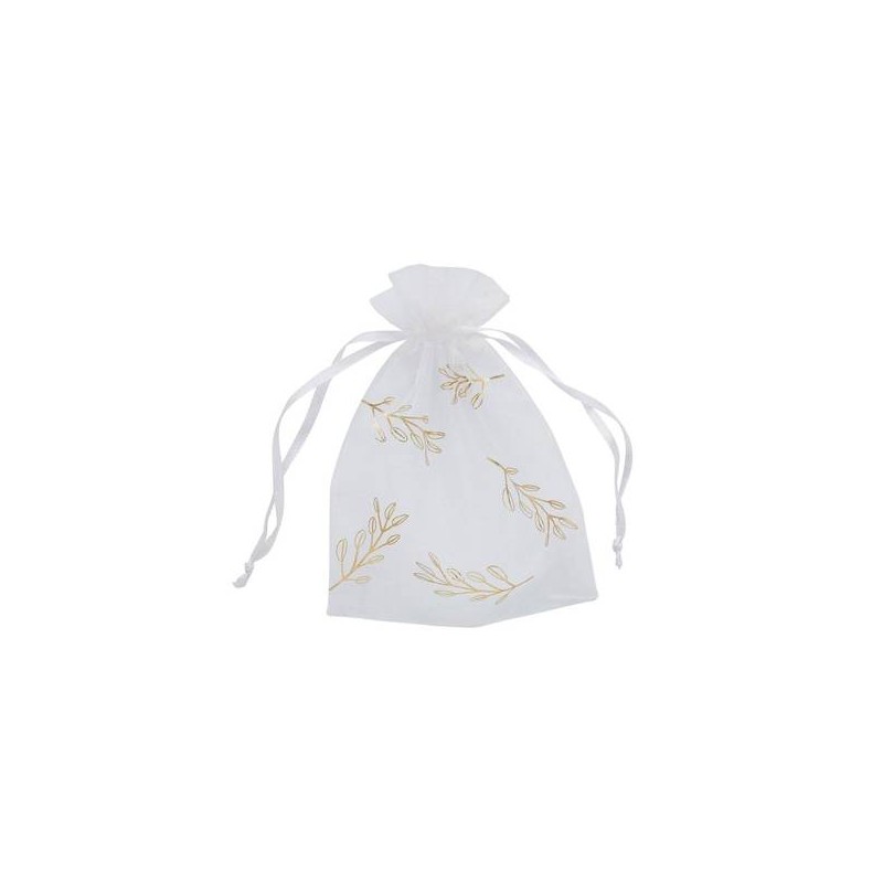 SACCHETTO ORGANZA STAMPA ORO 10pz