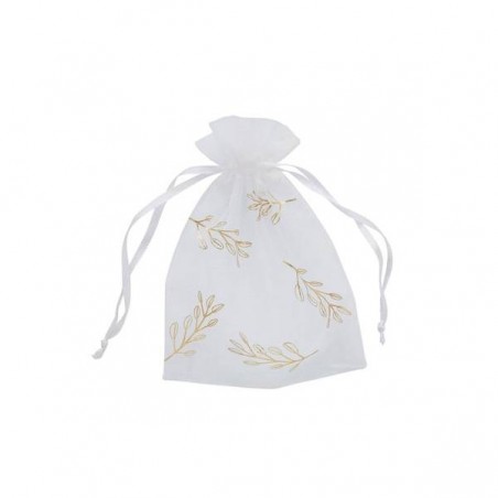SACCHETTO ORGANZA STAMPA ORO 10pz