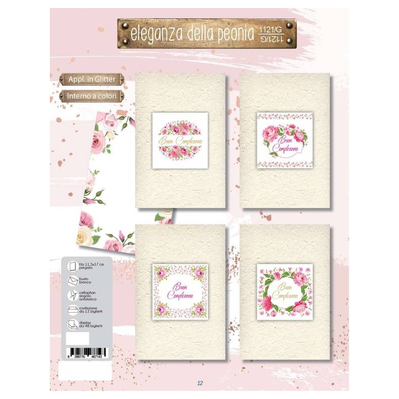 BIGLIETTO AUGURI NATURAL ELEGANZA DELLA PEONIA 1121/G