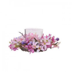 PORTA CANDELE IN VETRO CON GIROCANDELA BERRY Ø19cm