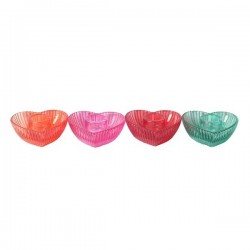 PORTA CANDELE A CUORE IN VETRO COLORI ASSORTITI 9cm 1pz