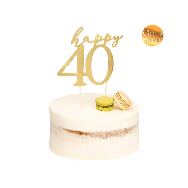 CAKE TOPPER ORO HAPPY 40 13x12cm