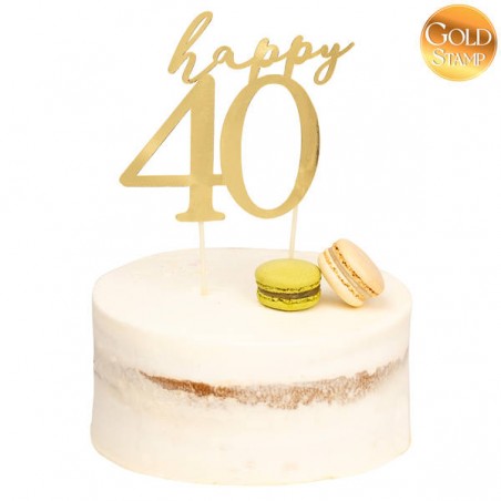 CAKE TOPPER ORO HAPPY 40 13x12cm