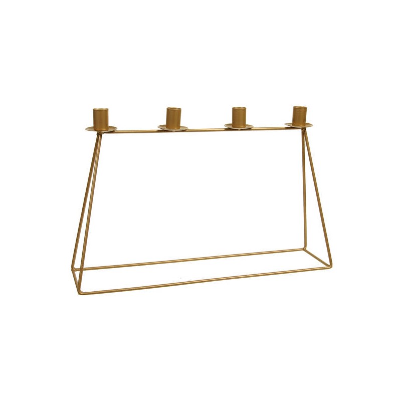 STRUTTURA METALLO ORO PORTA 4 CANDELE 45x11x28cm