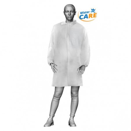 Mr.Care - CAMICE LAB in PP 30gr/m² VELCRO col.BIANCO TG.3XL 5pz