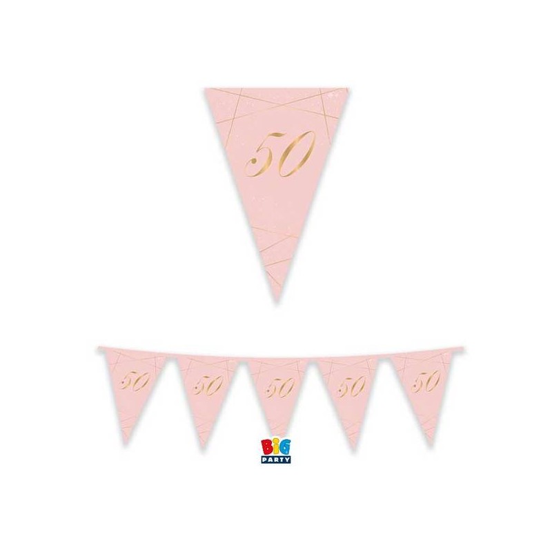 FESTONE BANDIERINE CARTA 50° ROSA cm30x3mt