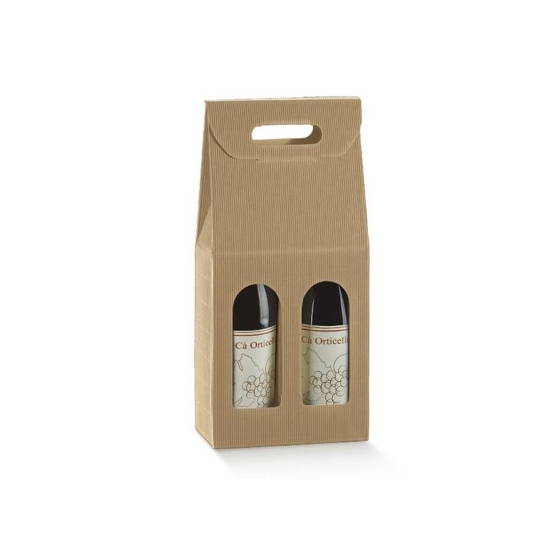 SCATOLA PORTA 2 BOTTIGLIE ONDA AVANA 18x9x38cm