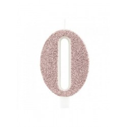 CANDELINA NUMERO 0 GLITTER ROSE GOLD 9,5cm