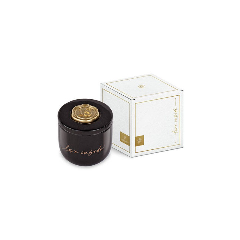 CANDELA NERA CERALACCA ORO CON SCATOLA 18° ø6xH6cm