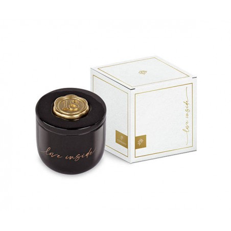 CANDELA NERA CERALACCA ORO CON SCATOLA 18° ø6xH6cm