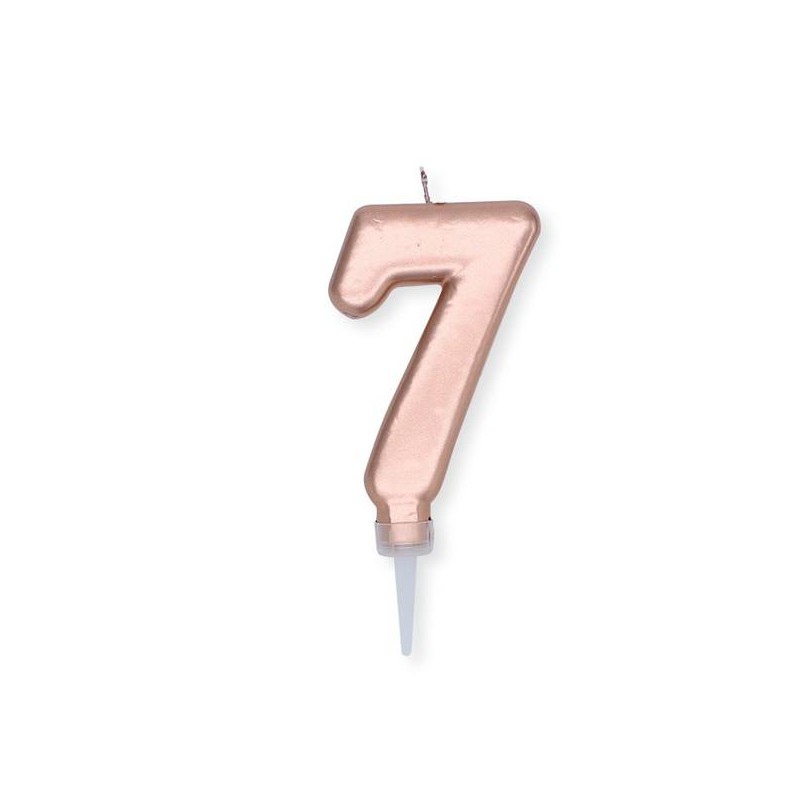 CANDELINA NUMERO 7 ROSE GOLD METAL 10cm