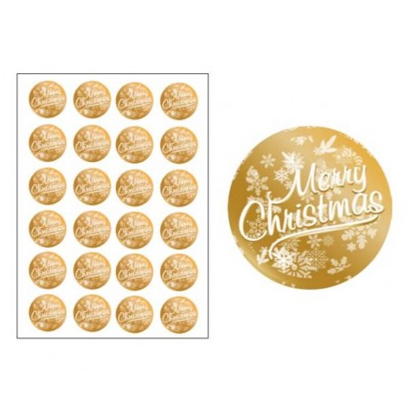 ETICHETTE ADESIVE MERRY CHRISTMAS METAL ORO ø3x3 240pz