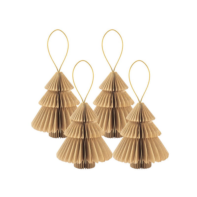 ALBERI IN CARTA h10cm KRAFT BORDO ORO 4pz