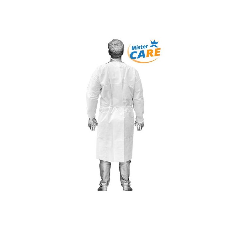 Mr.Care - CAMICE VISITATORE in PP 25gr/m² CON LACCI 115x137cm BIANCO 10pz