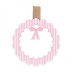 SEGNAPOSTO BATTESIMO ROSA C/MOLLETTA 4,5x6cm 6pz