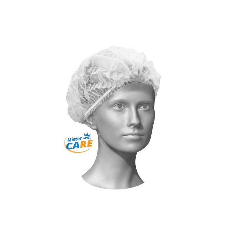 Mr.Care - CUFFIA COPRICAPO PLISSè SAFE CAP BIANCA 100pz