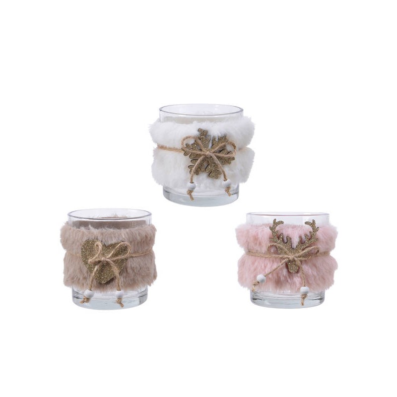 BICCHIERE TEALIGHT NATALE 3ass 1pz