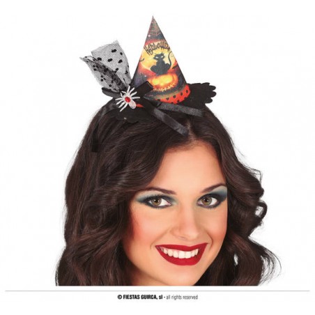CERCHIETTO MINI CAPPELLO STREGA DECORAZIONE GATTO