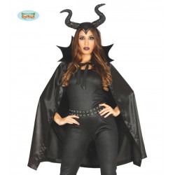 SET CORNA E MANTELLO DIAVOLESSA NERA 100cm