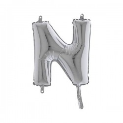 LETTERA N MYLAR SILVER 14 36cm