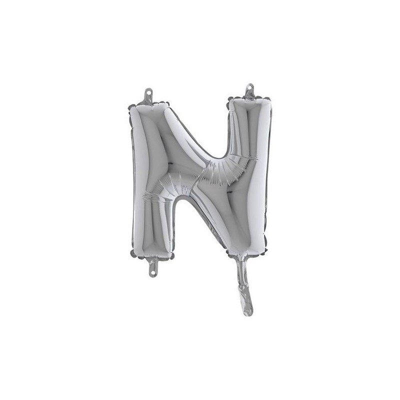 LETTERA N MYLAR SILVER 14 36cm