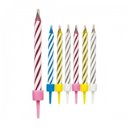 CANDELINE MAGICHE MULTICOLOR C/SOSTEGNI 10pz