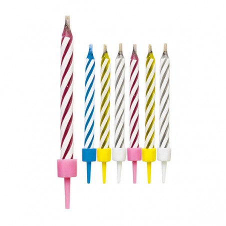 CANDELINE MAGICHE MULTICOLOR C/SOSTEGNI 10pz