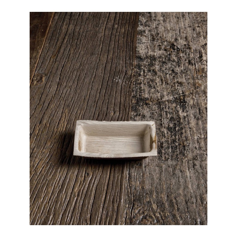 SCODELLA RETTANGOLARE 12x7x2,5cm FOGLIA DI PALMA 25pz BIO COMPOSTABILE