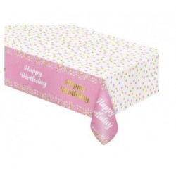 TOVAGLIA IN FOIL HAPPY BIRTHDAY 137x183cm ROSA
