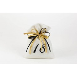 SACCHETTO 10x12cm RICAMATO 18 ANNI NERO 10pz