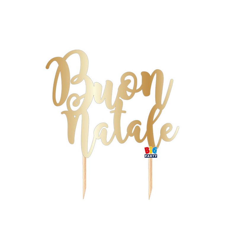 CAKE TOPPER BUON NATALE 20x21cm IN CARTA ORO