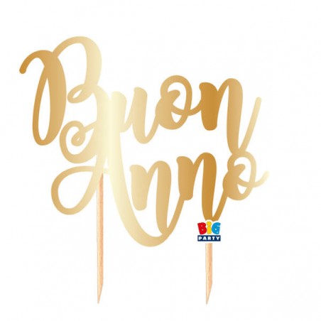 CAKE TOPPER BUON ANNO 20x21cm IN CARTA ORO