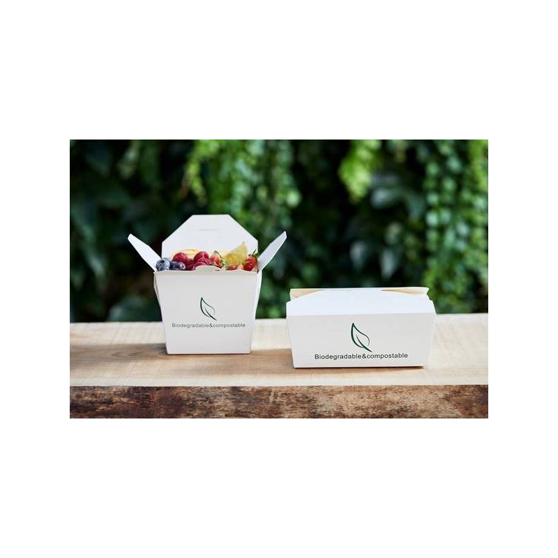 TAKE AWAY BOX CARTA+PLA 11,2x9x6,5cm 800ml 25pz COMPOSTABILE