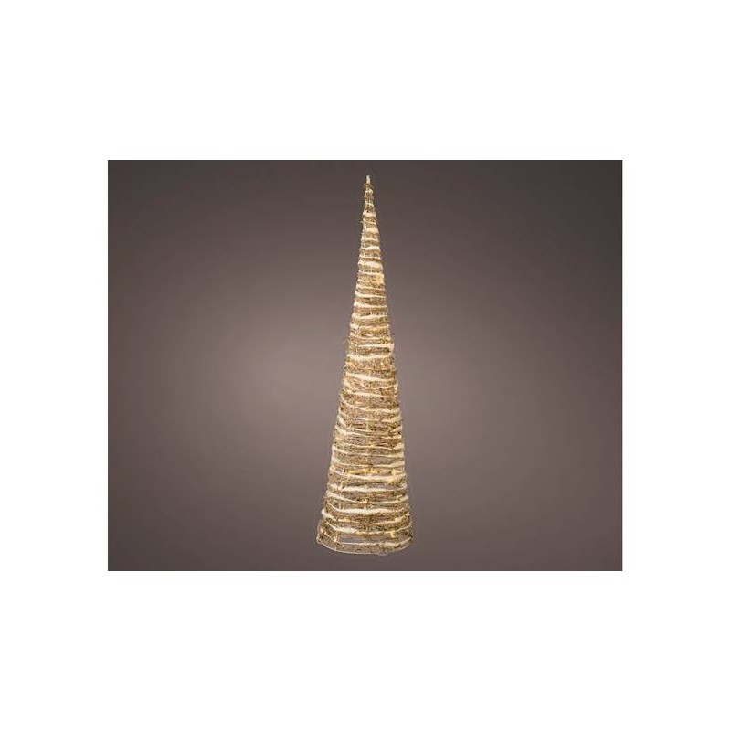 CONO IN RATTAN CON LUCE LED BIANCO CALDO H 60cm