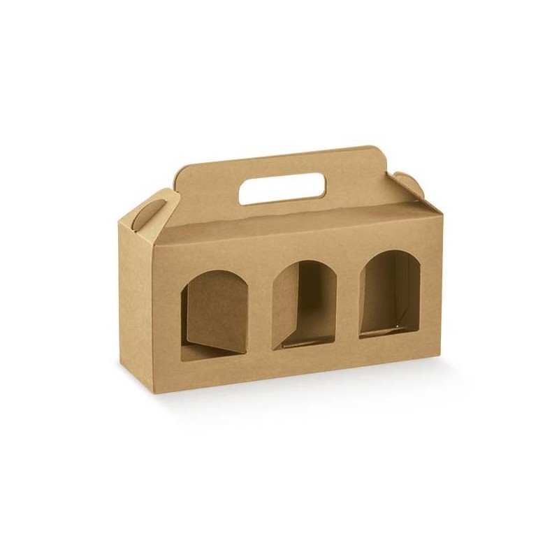 SCATOLA PORTA VASETTI 3 FORI 25x8x12cm AVANA LISCIA 10pz